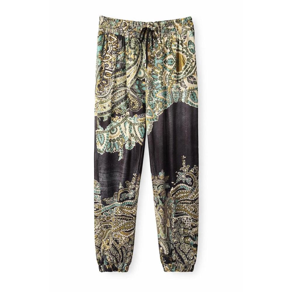 NWT One World Women’s Paisley Print Jogger Pants Boho Elastic Waist Size Medium - Picture 2 of 6